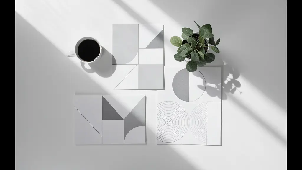 Vue aérienne minimaliste d'un bureau avec stratégie de positionnement multi-canal