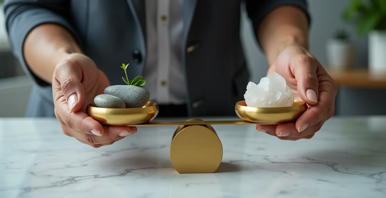 Balance équilibrée représentant l'équilibre entre acquisition et fidélisation