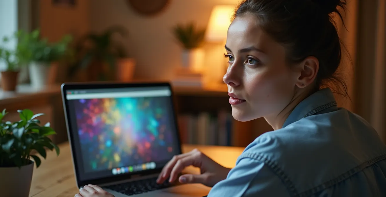 Personne regardant une vidéo intégrée sur un site web avec des graphiques d'engagement en surimpression.