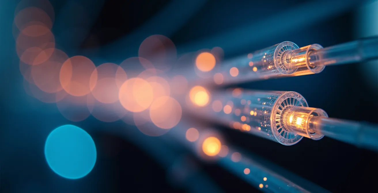 Vue aérienne d'un réseau mondial de centres de données interconnectés