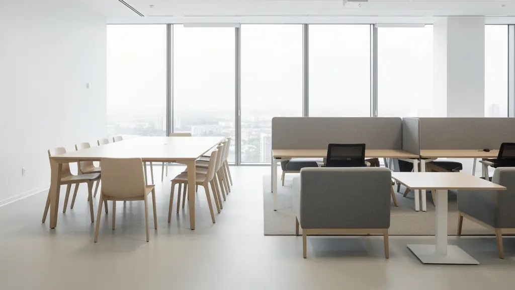 Bureau moderne montrant la transition d'une collaboration externe vers une équipe interne